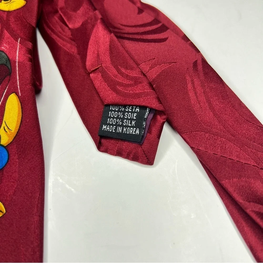 Disney Mickey Mouse Goofy Donald Duck Necktie Skydiving Mickey Unlimited Tie Red